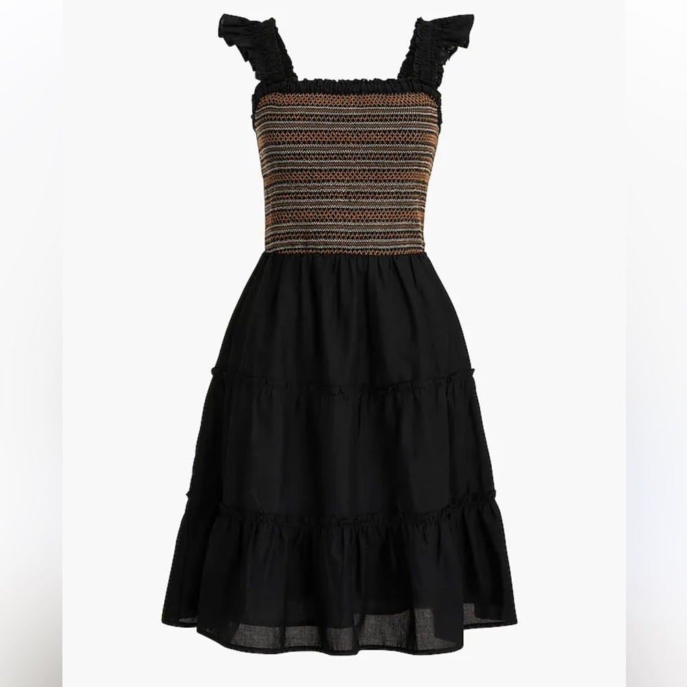 J. Crew Brown and Black Smocked Mini Sundress - Picture 4 of 7
